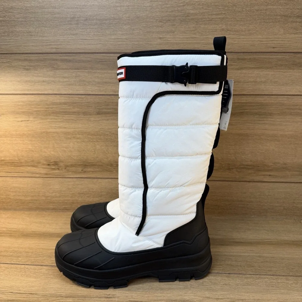 HUNTER Intrepid Tall  Womens Waterproof Snow‎ Boots White Black Size 11 NWT